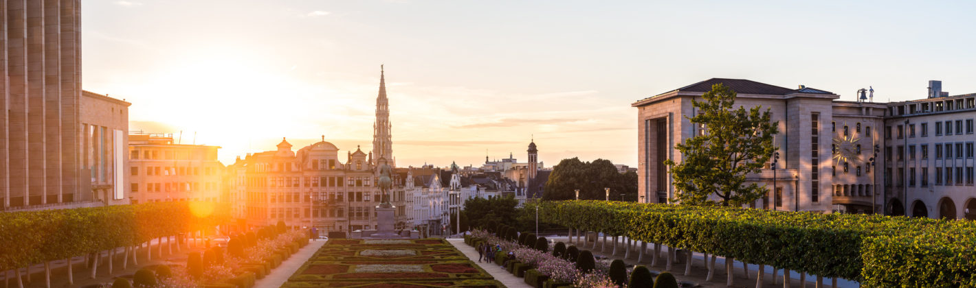 Panoramic Cityscape of Brussels in a beautiful summer day, Belgium