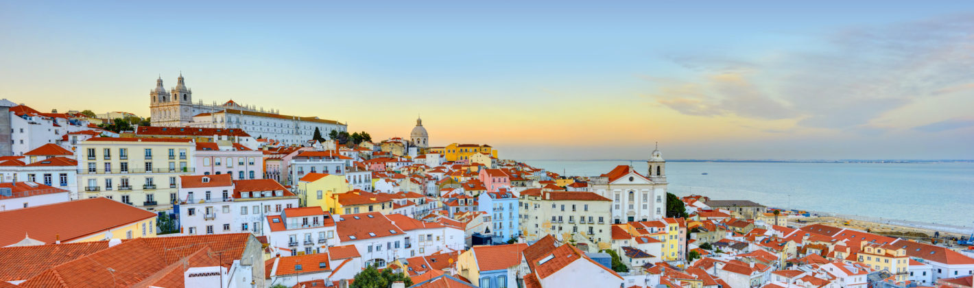 Lisbon Historical City Panorama, Alfama architecture, Portugal